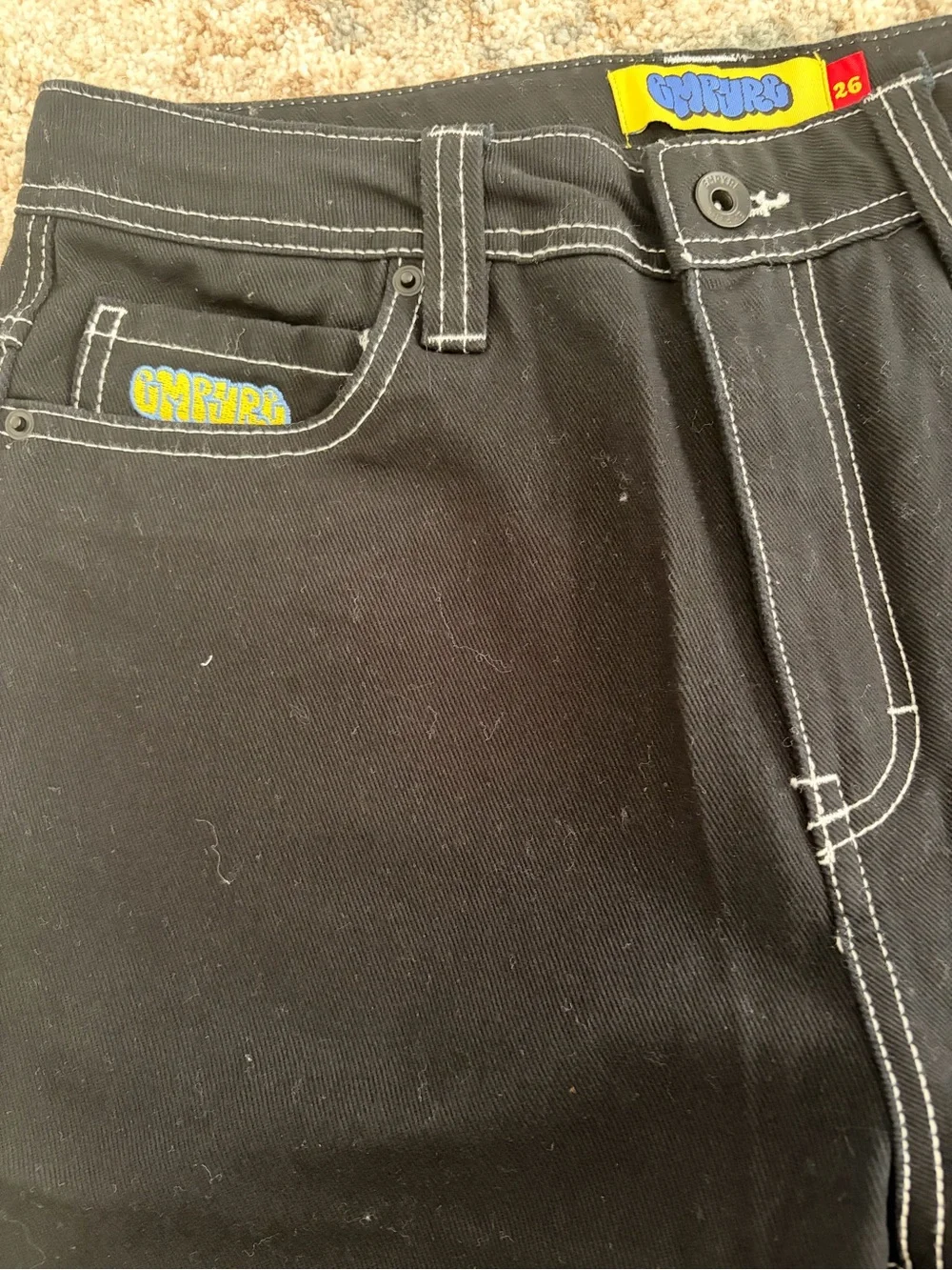 Empyre Black Jean Shorts with White Contrast Stitching Size 26